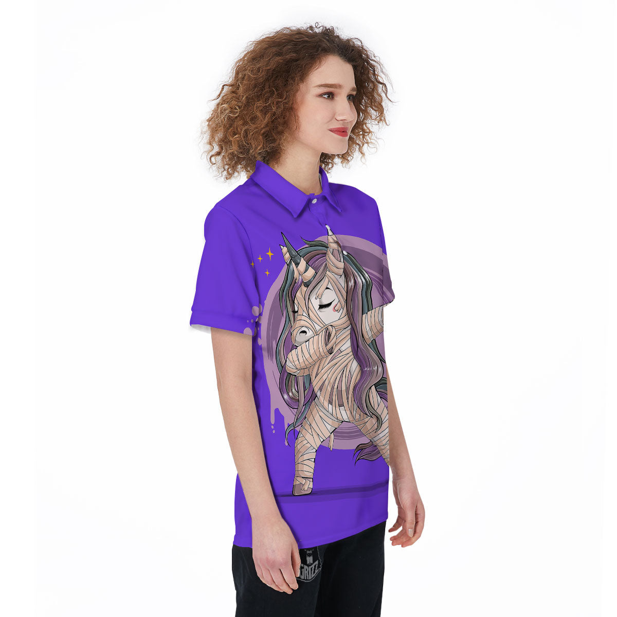 Mummy Unicorn Dap Print Women's Golf Shirts-grizzshop