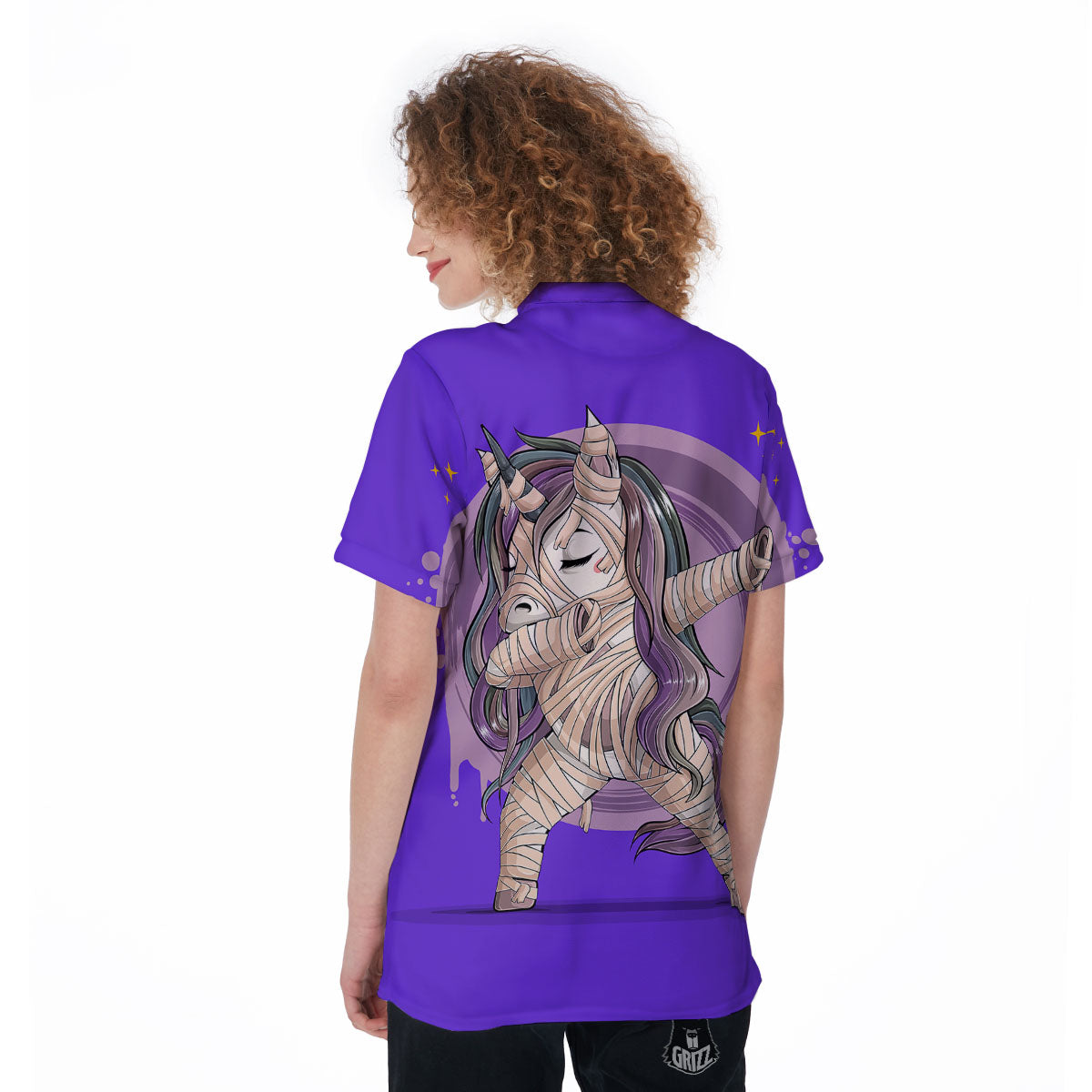 Mummy Unicorn Dap Print Women's Golf Shirts-grizzshop