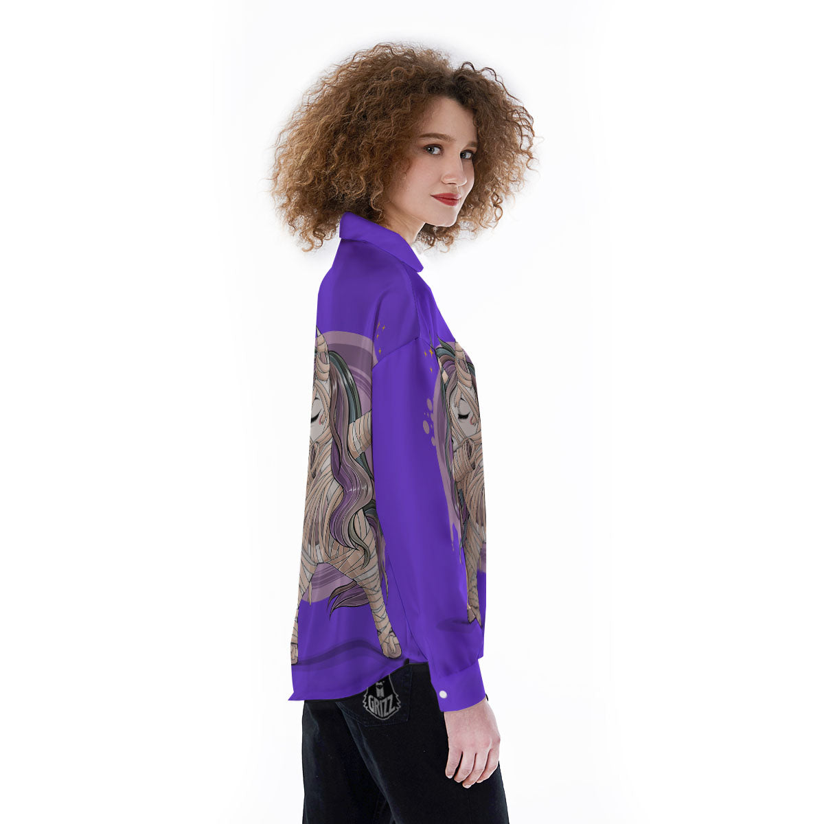 Mummy Unicorn Dap Print Women's Long Sleeve Shirts-grizzshop