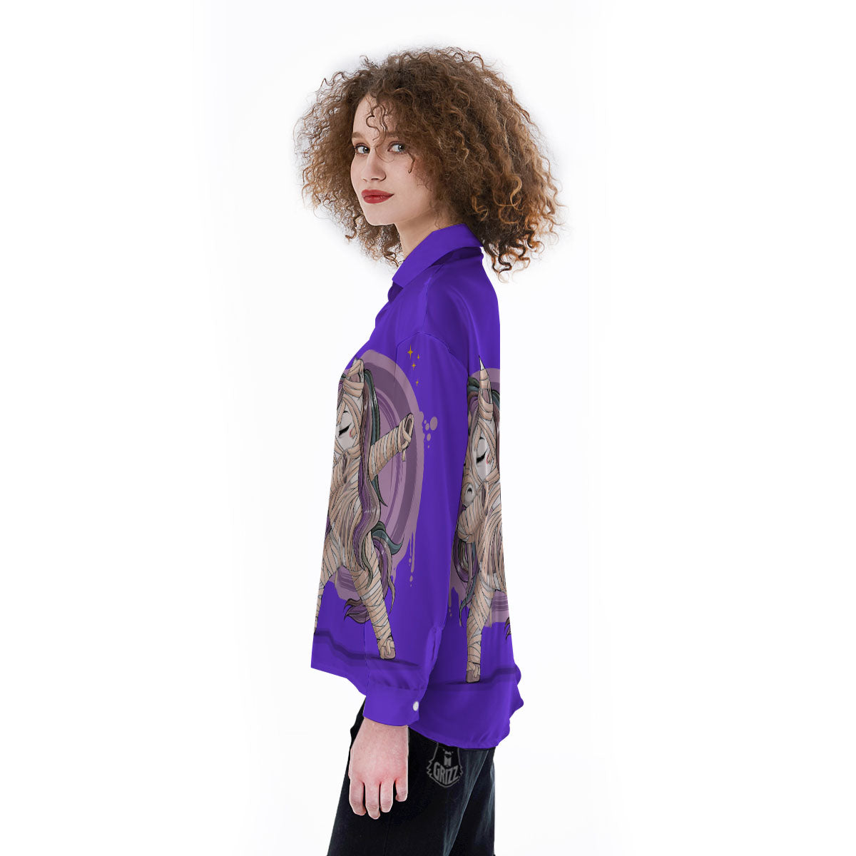 Mummy Unicorn Dap Print Women's Long Sleeve Shirts-grizzshop