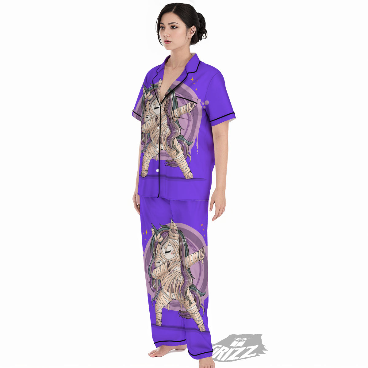 Mummy Unicorn Dap Print Women's Pajamas Set-grizzshop