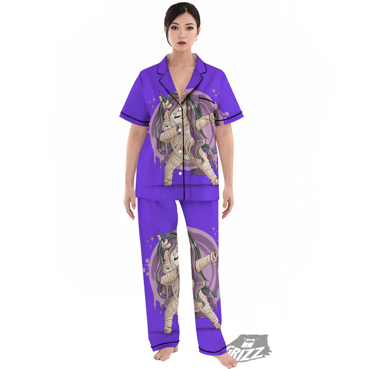 Mummy Unicorn Dap Print Women's Pajamas Set-grizzshop
