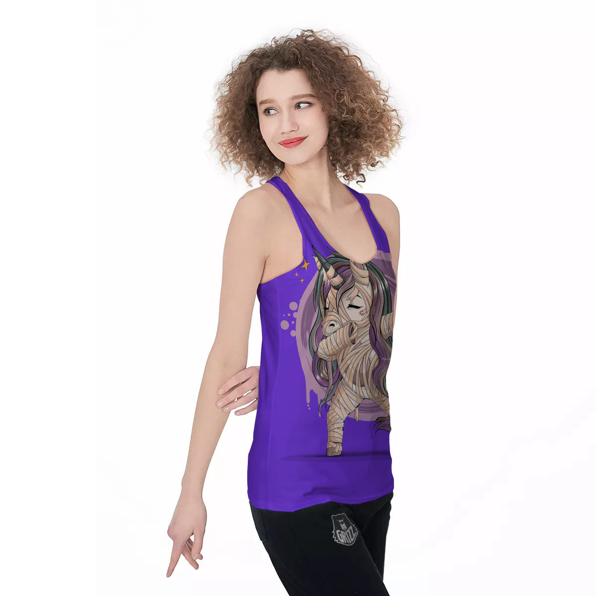 Mummy Unicorn Dap Print Women's Racerback Tank Top-grizzshop