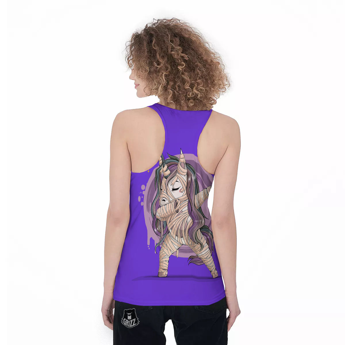 Mummy Unicorn Dap Print Women's Racerback Tank Top-grizzshop