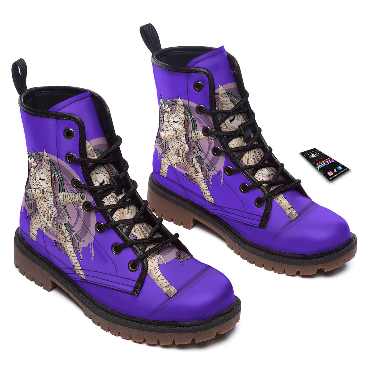 Mummy Unicorn Dap Print Work Boots-grizzshop