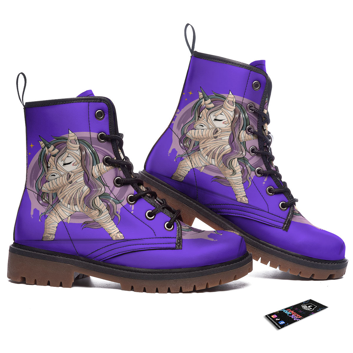 Mummy Unicorn Dap Print Work Boots-grizzshop