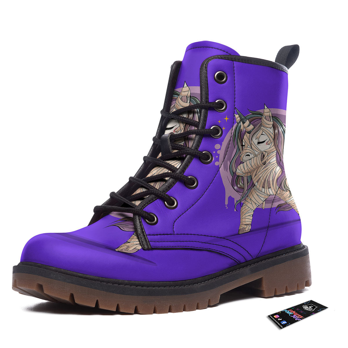 Mummy Unicorn Dap Print Work Boots-grizzshop