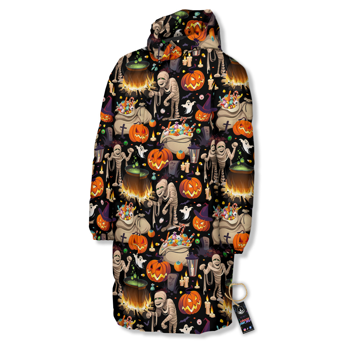 Mummy And Pumpkins Halloween Print Pattern Long Down Jacket