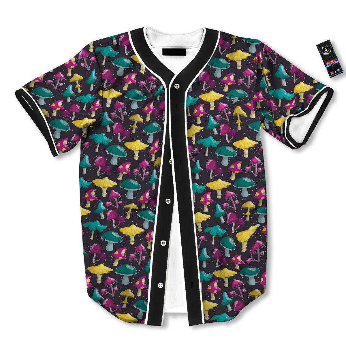 Mushroom Cartoon Print Pattern Baseball Jersey-grizzshop