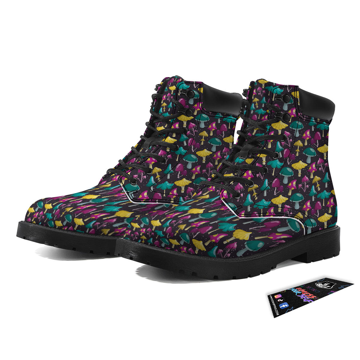 Mushroom Cartoon Print Pattern Boots-grizzshop