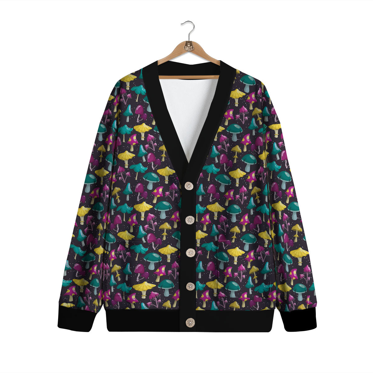 Mushroom Cartoon Print Pattern Cardigan-grizzshop