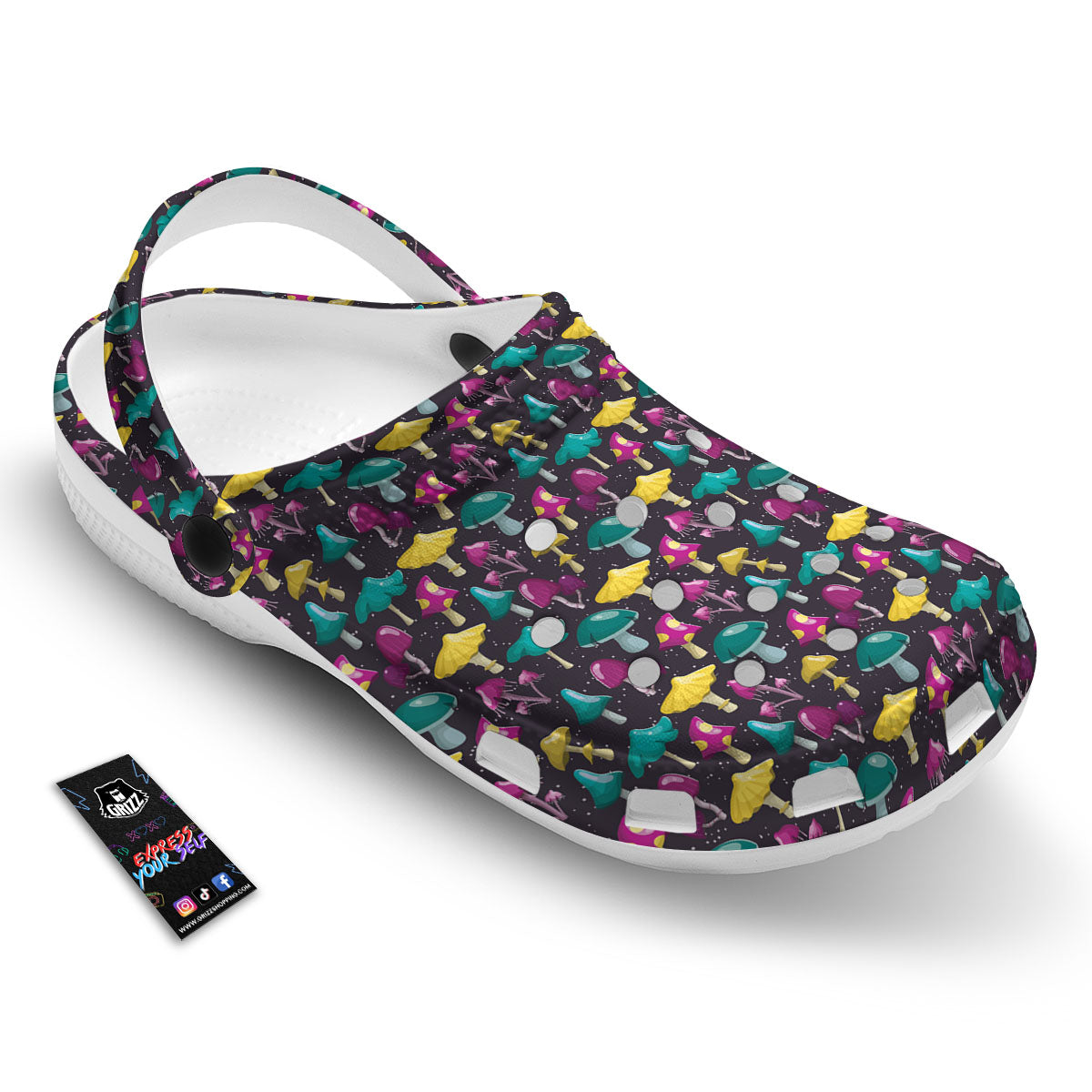 Mushroom Cartoon Print Pattern Clog-grizzshop