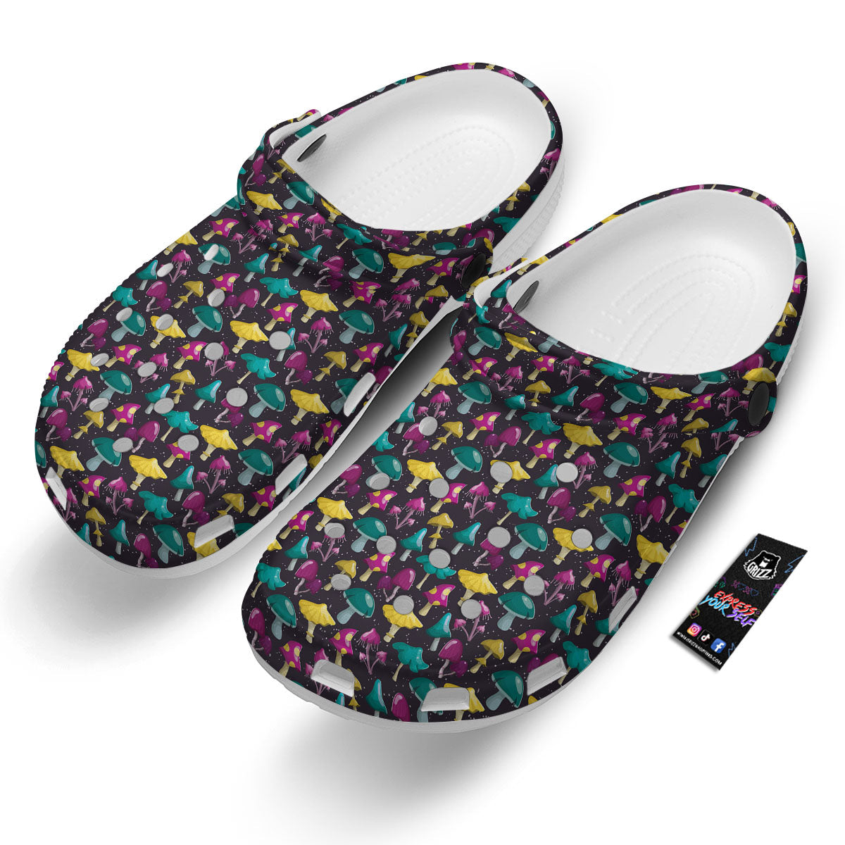 Mushroom Cartoon Print Pattern Clog-grizzshop