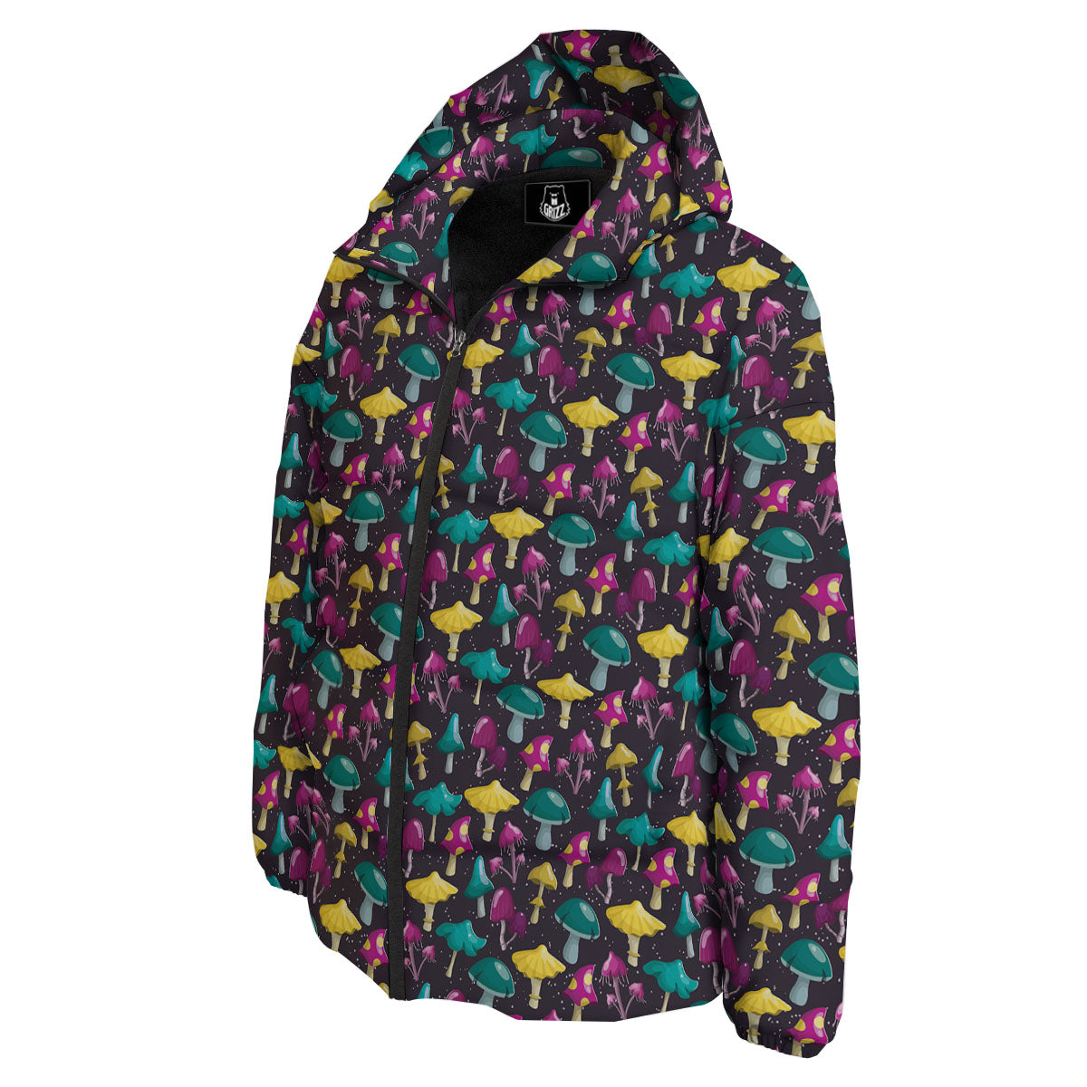 Mushroom Cartoon Print Pattern Down Jacket-grizzshop
