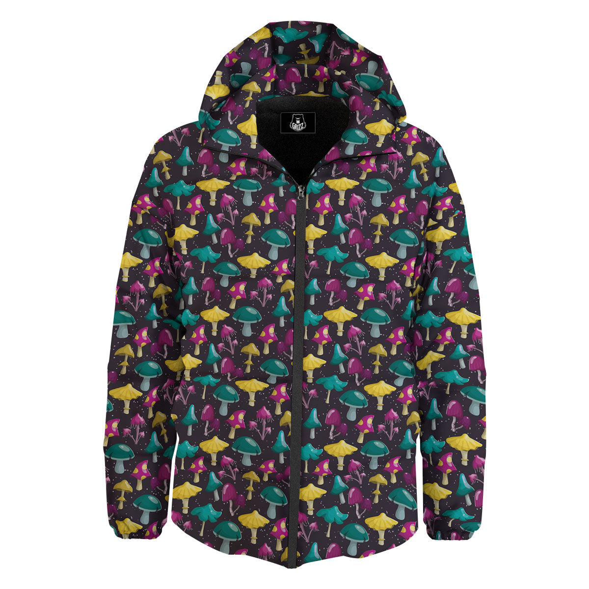 Mushroom Cartoon Print Pattern Down Jacket-grizzshop