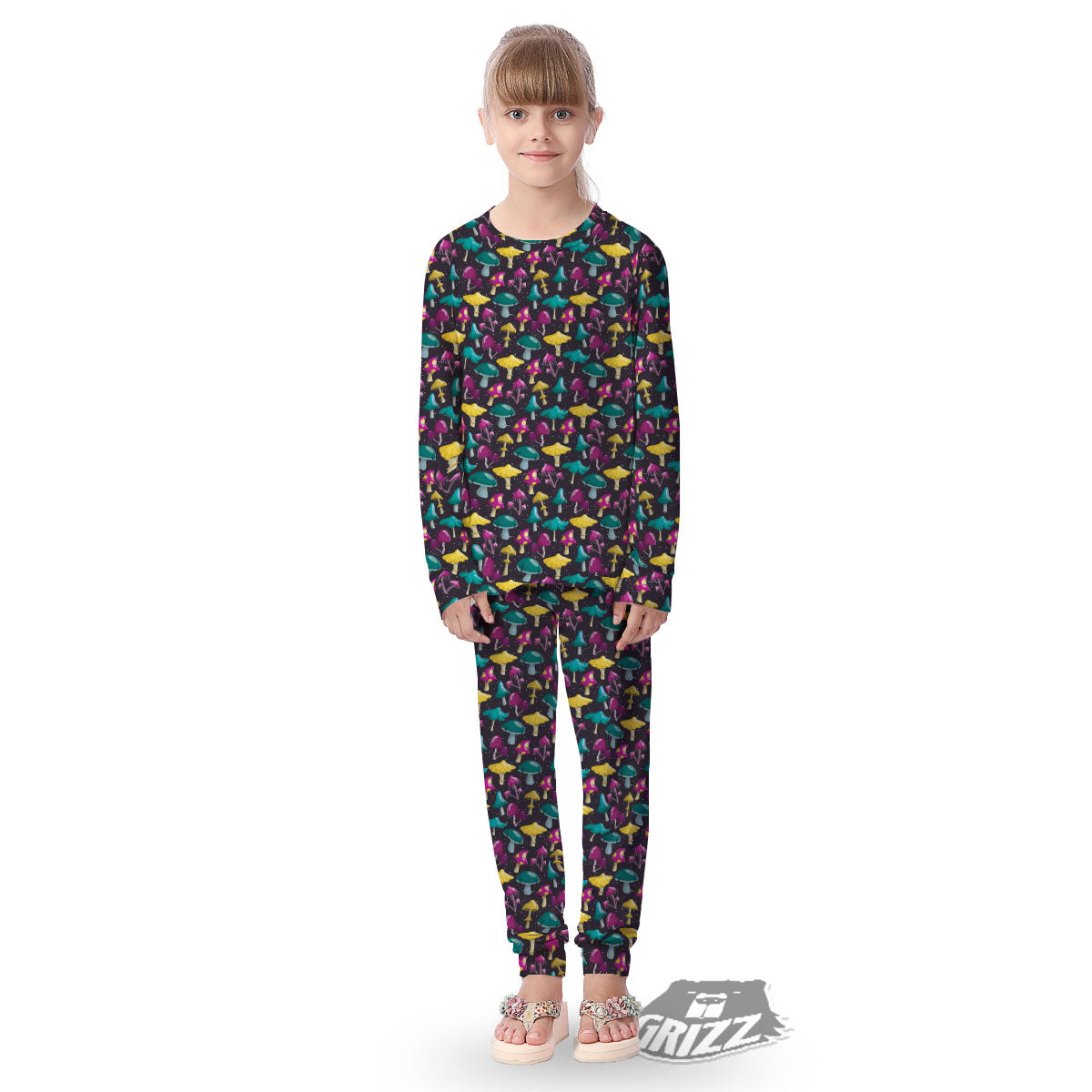 Mushroom Cartoon Print Pattern Kid's Pajamas-grizzshop