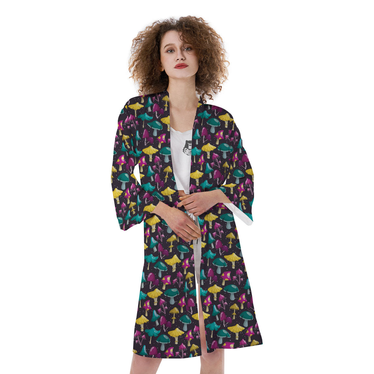 Mushroom Cartoon Print Pattern Kimono-grizzshop