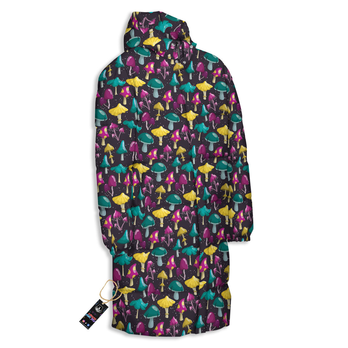 Mushroom Cartoon Print Pattern Long Down Jacket-grizzshop
