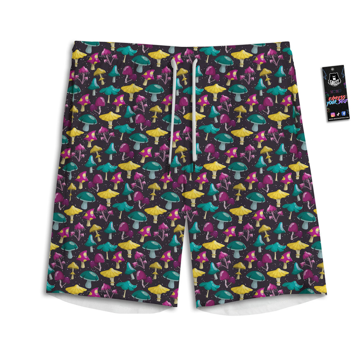 Mushroom Cartoon Print Pattern Men's Athletic Shorts