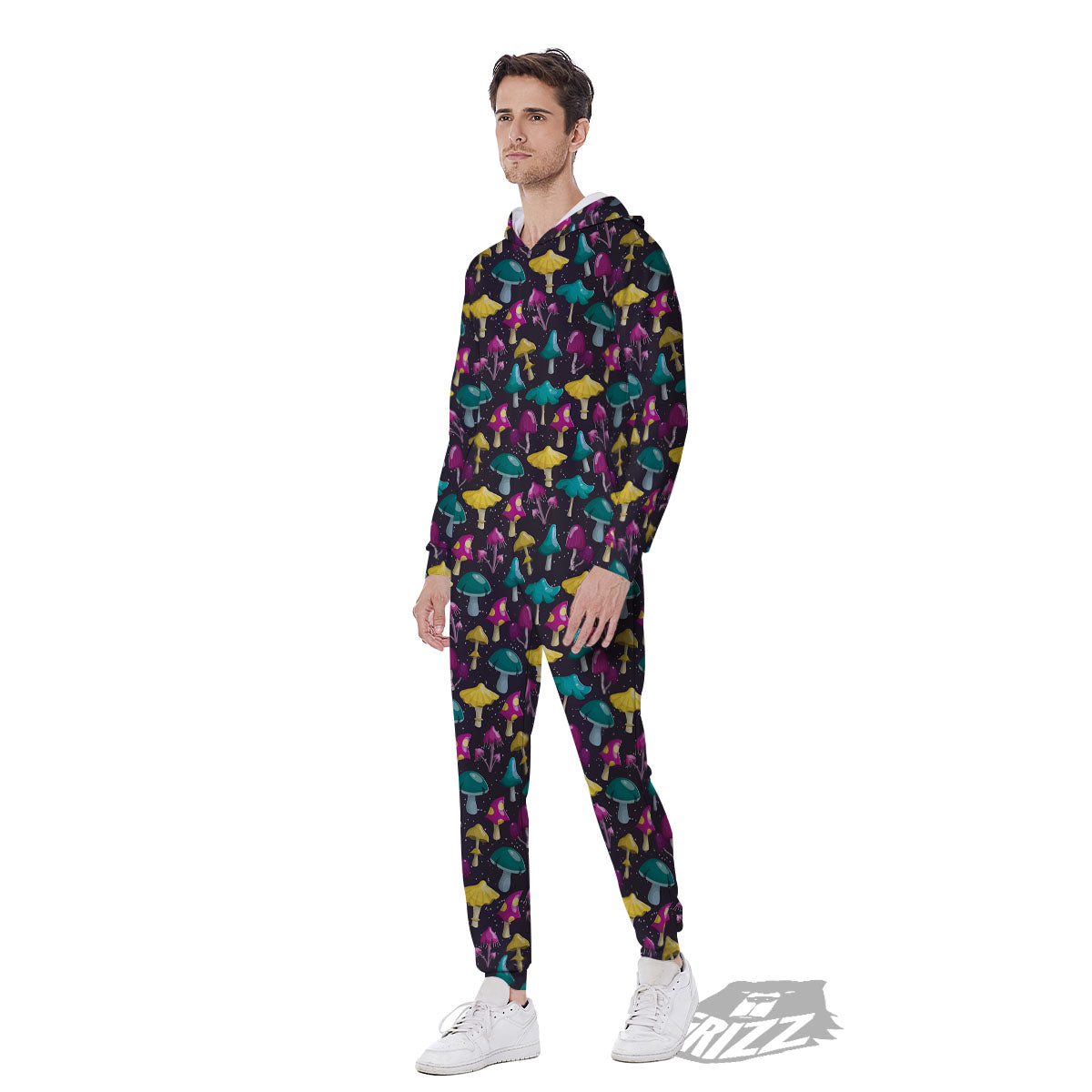 Mushroom Cartoon Print Pattern Men's Jumpsuit-grizzshop