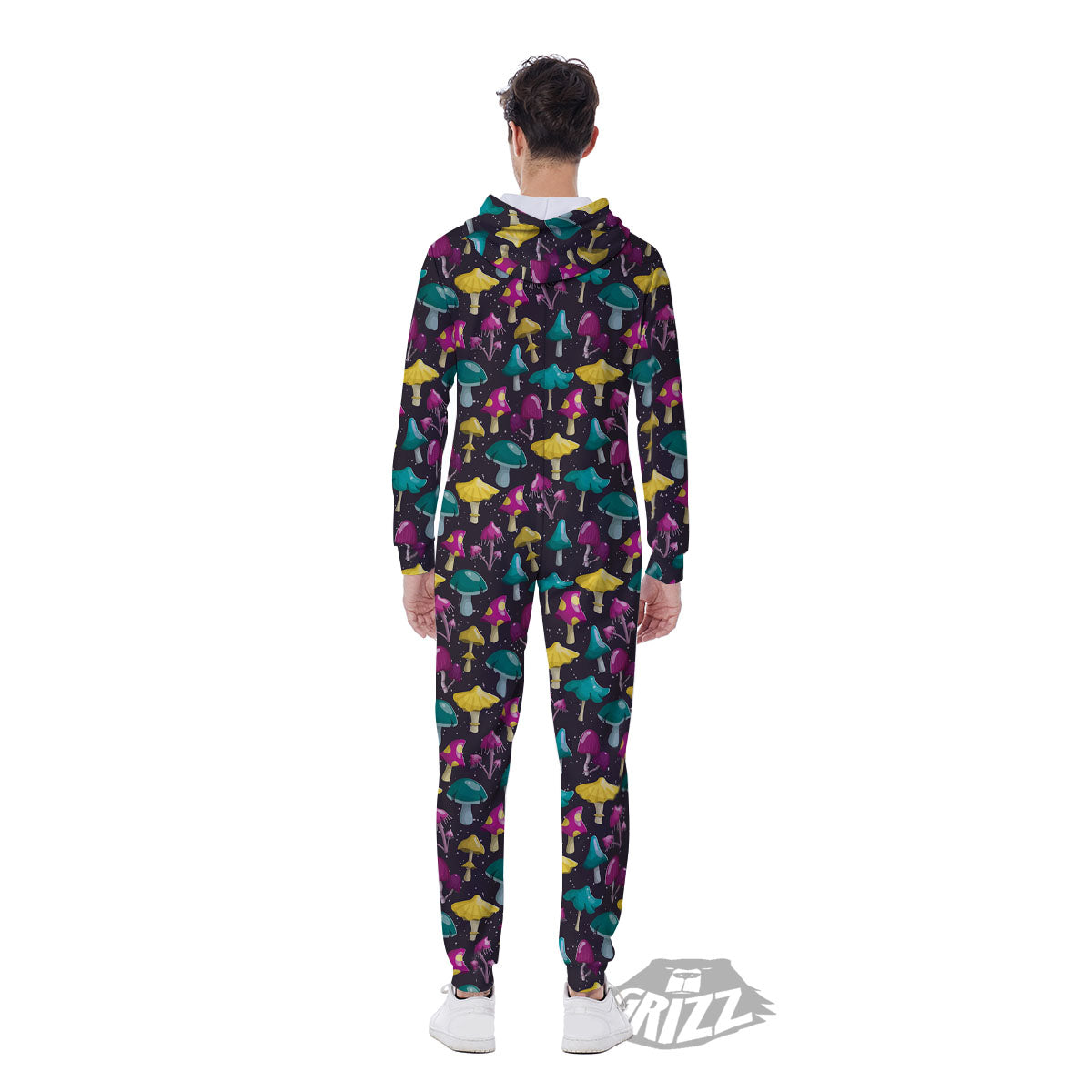 Mushroom Cartoon Print Pattern Men's Jumpsuit-grizzshop