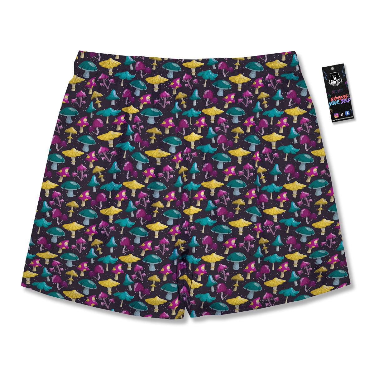 Mushroom Cartoon Print Pattern Men's Running Shorts-grizzshop