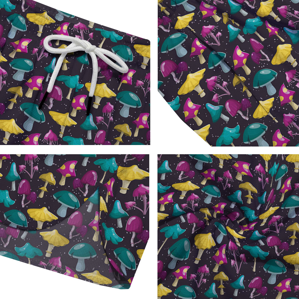 Mushroom Cartoon Print Pattern Men's Running Shorts-grizzshop