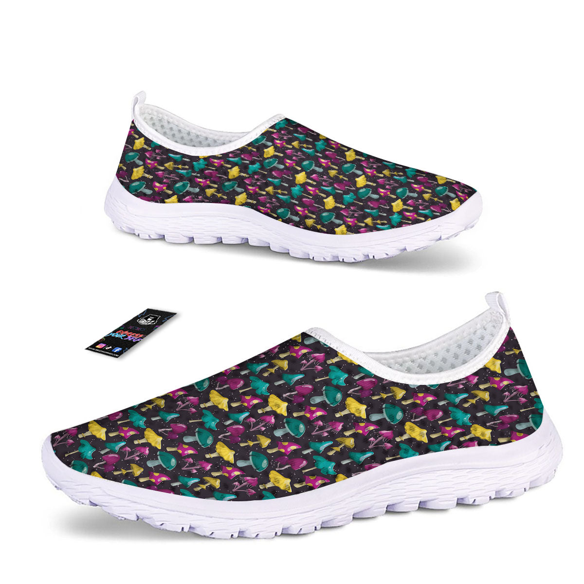 Mushroom Cartoon Print Pattern Nurse Shoes-grizzshop