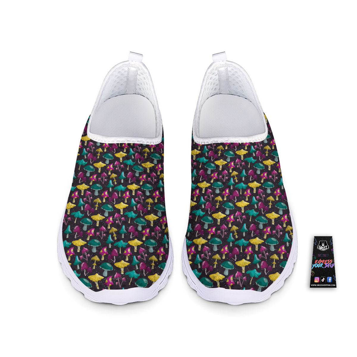 Mushroom Cartoon Print Pattern Nurse Shoes-grizzshop