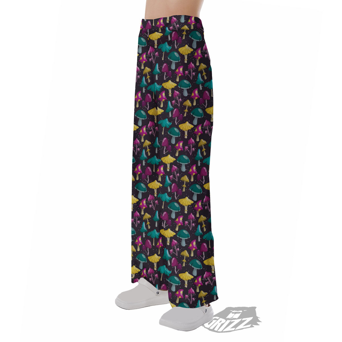 Mushroom Cartoon Print Pattern Pajama Pants-grizzshop