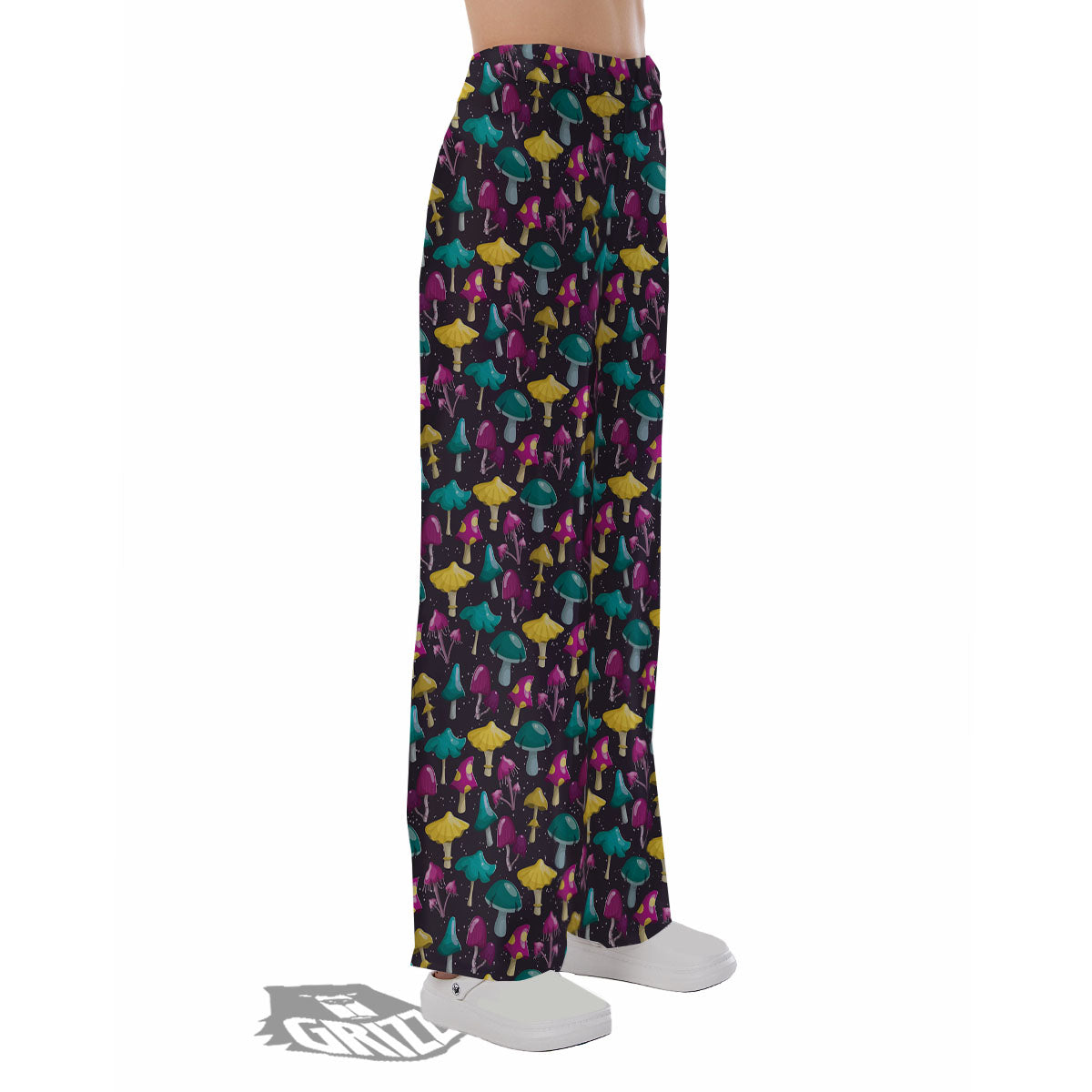Mushroom Cartoon Print Pattern Pajama Pants-grizzshop