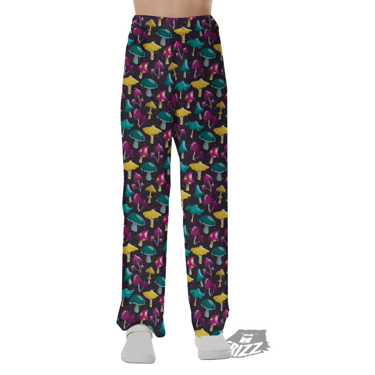 Mushroom Cartoon Print Pattern Pajama Pants-grizzshop