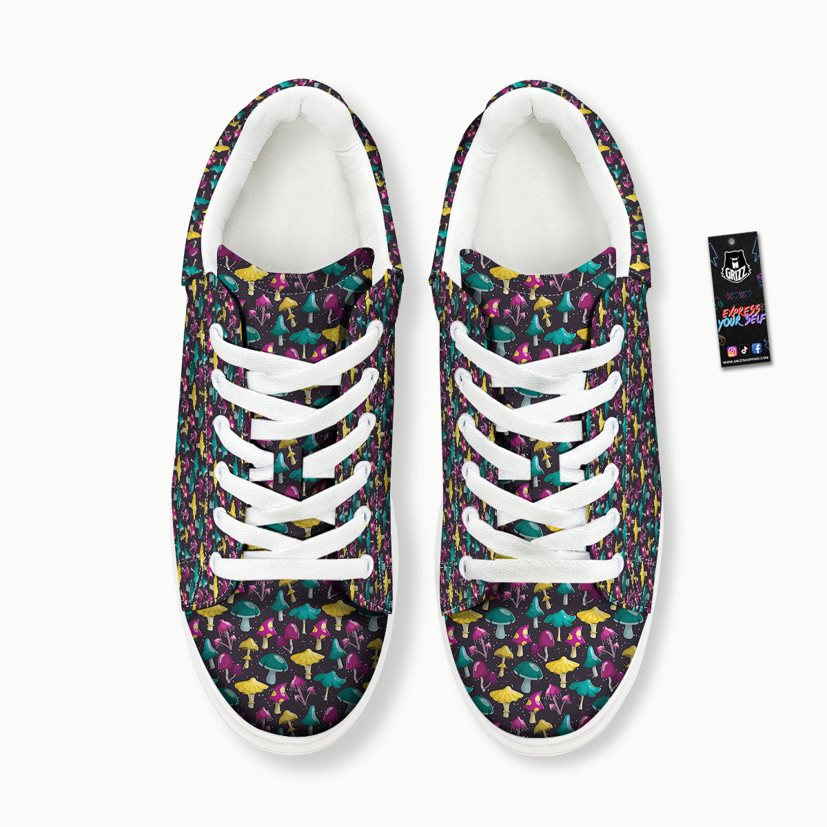 Mushroom Cartoon Print Pattern Platform Shoes-grizzshop
