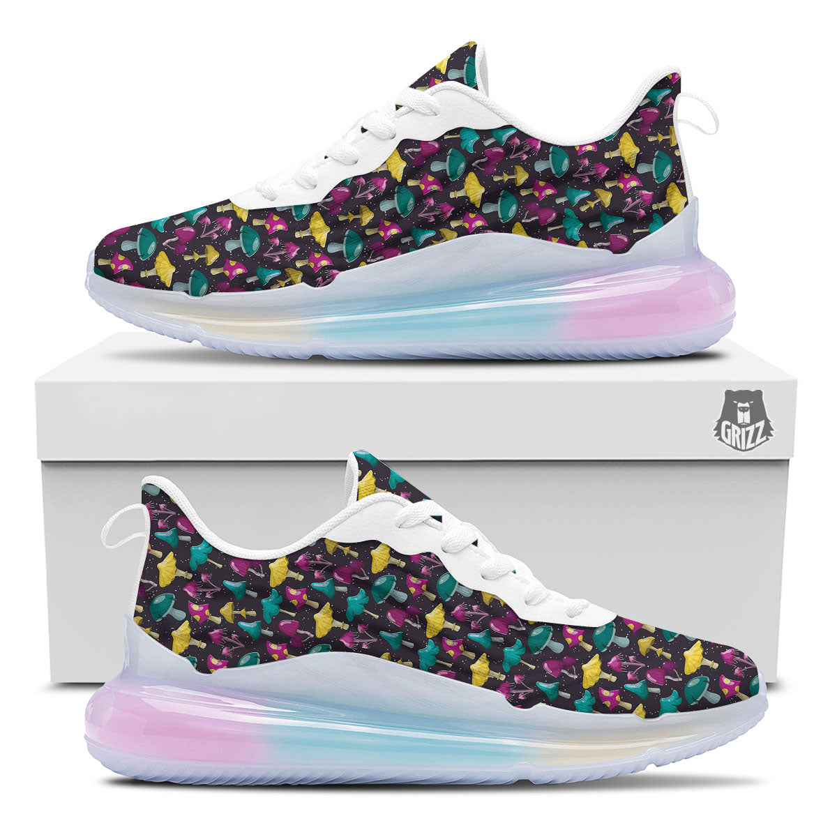Mushroom Cartoon Print Pattern Running Sneakers-grizzshop