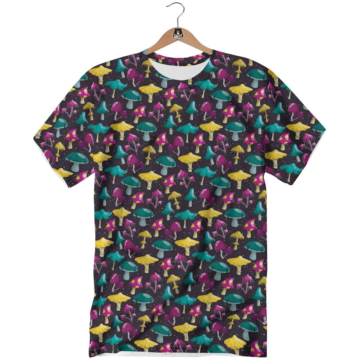 Mushroom Cartoon Print Pattern T-Shirt-grizzshop
