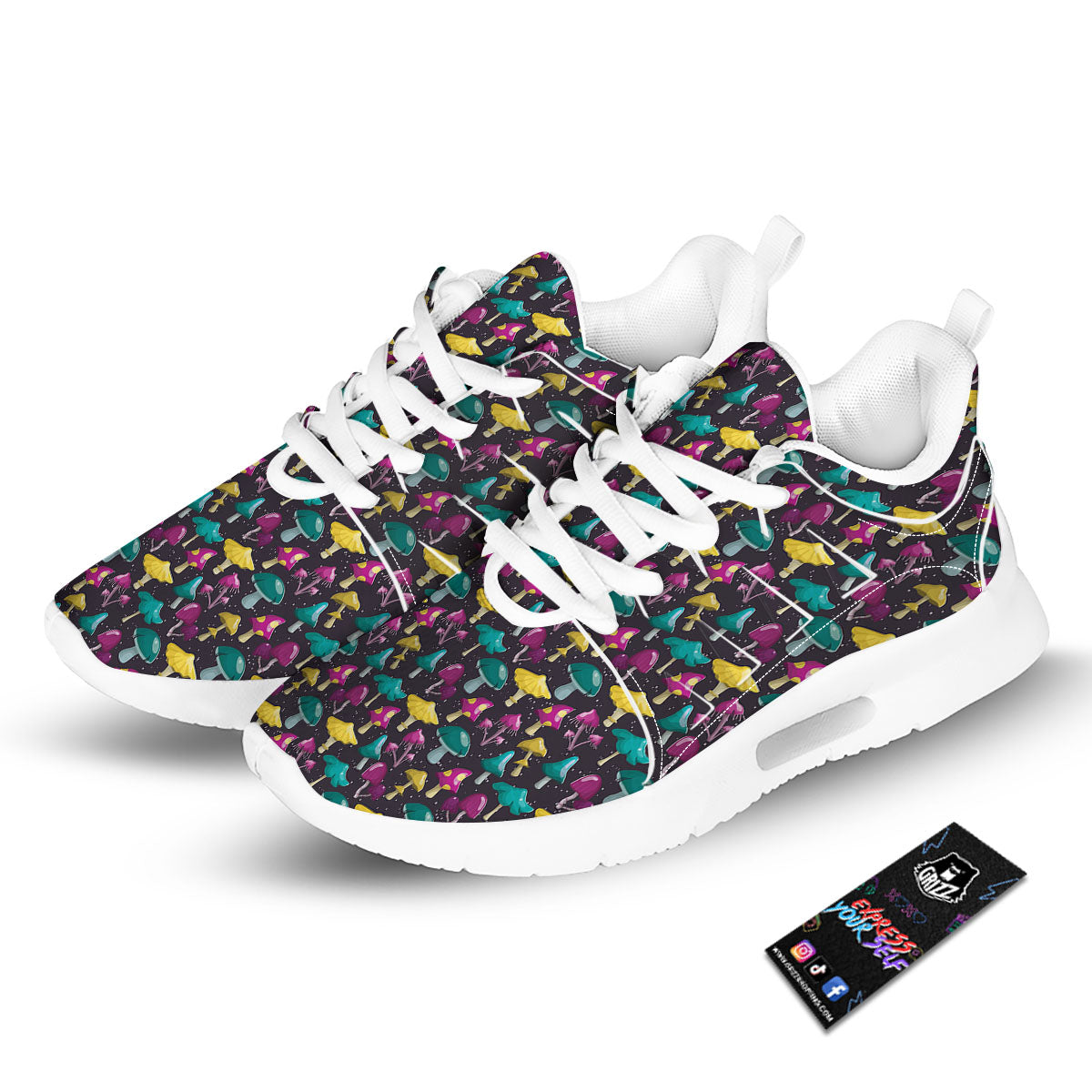 Mushroom Cartoon Print Pattern Tennis Shoes-grizzshop