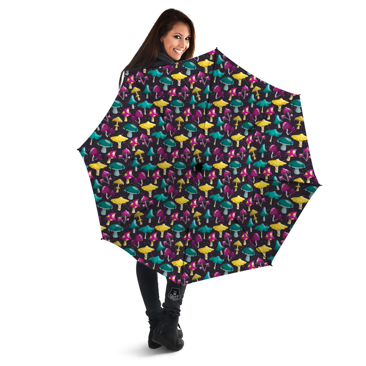 Mushroom Cartoon Print Pattern Umbrella-grizzshop