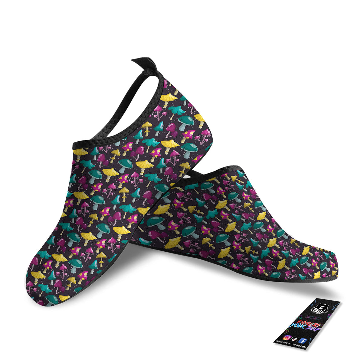 Mushroom Cartoon Print Pattern Water Shoes-grizzshop