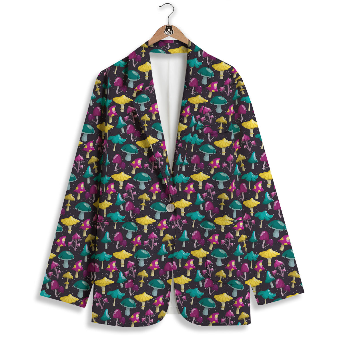 Mushroom Cartoon Print Pattern Women's Blazer-grizzshop
