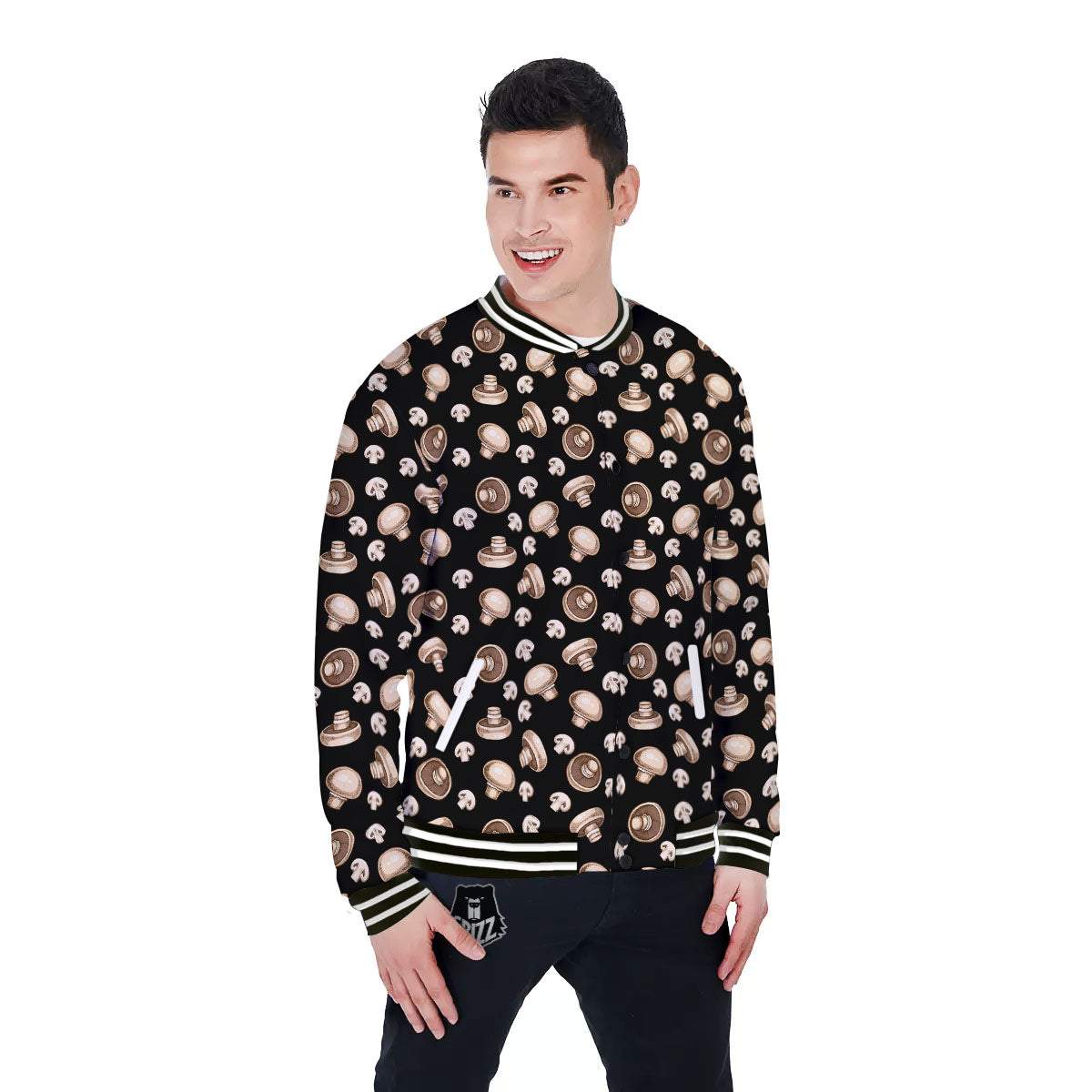 Mushroom Champignon Print Pattern Baseball Jacket-grizzshop