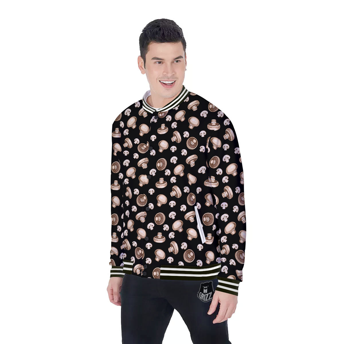 Mushroom Champignon Print Pattern Baseball Jacket-grizzshop