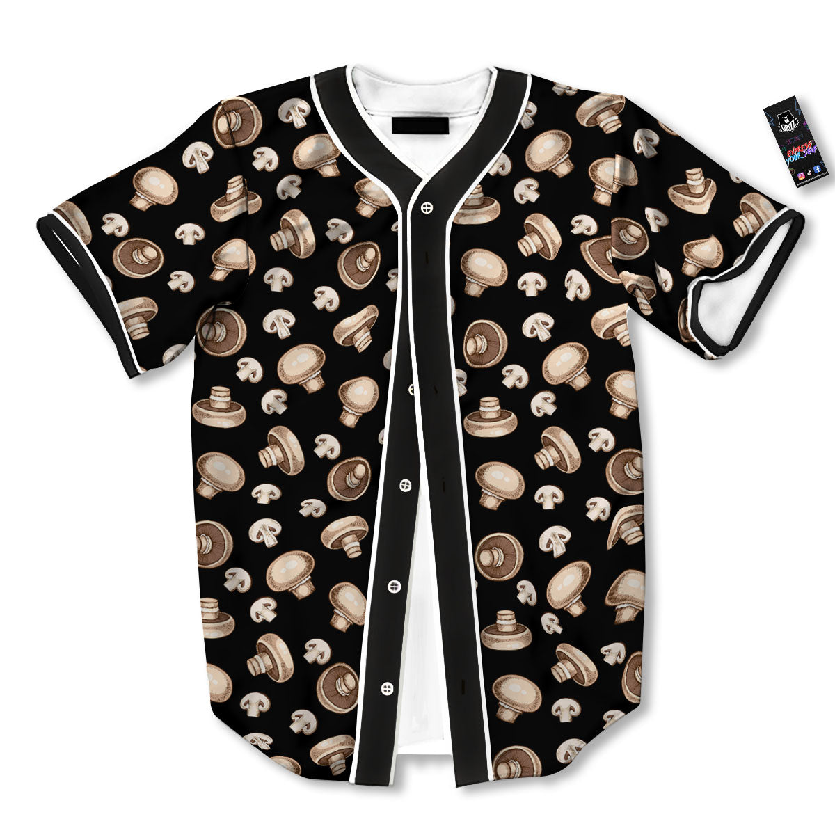 Mushroom Champignon Print Pattern Baseball Jersey-grizzshop