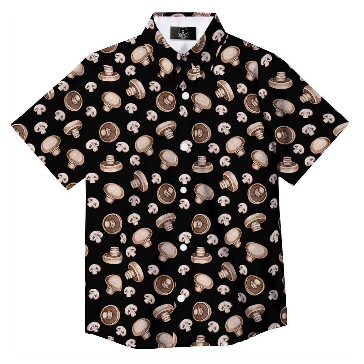 Mushroom Champignon Print Pattern Button Up Shirt-grizzshop