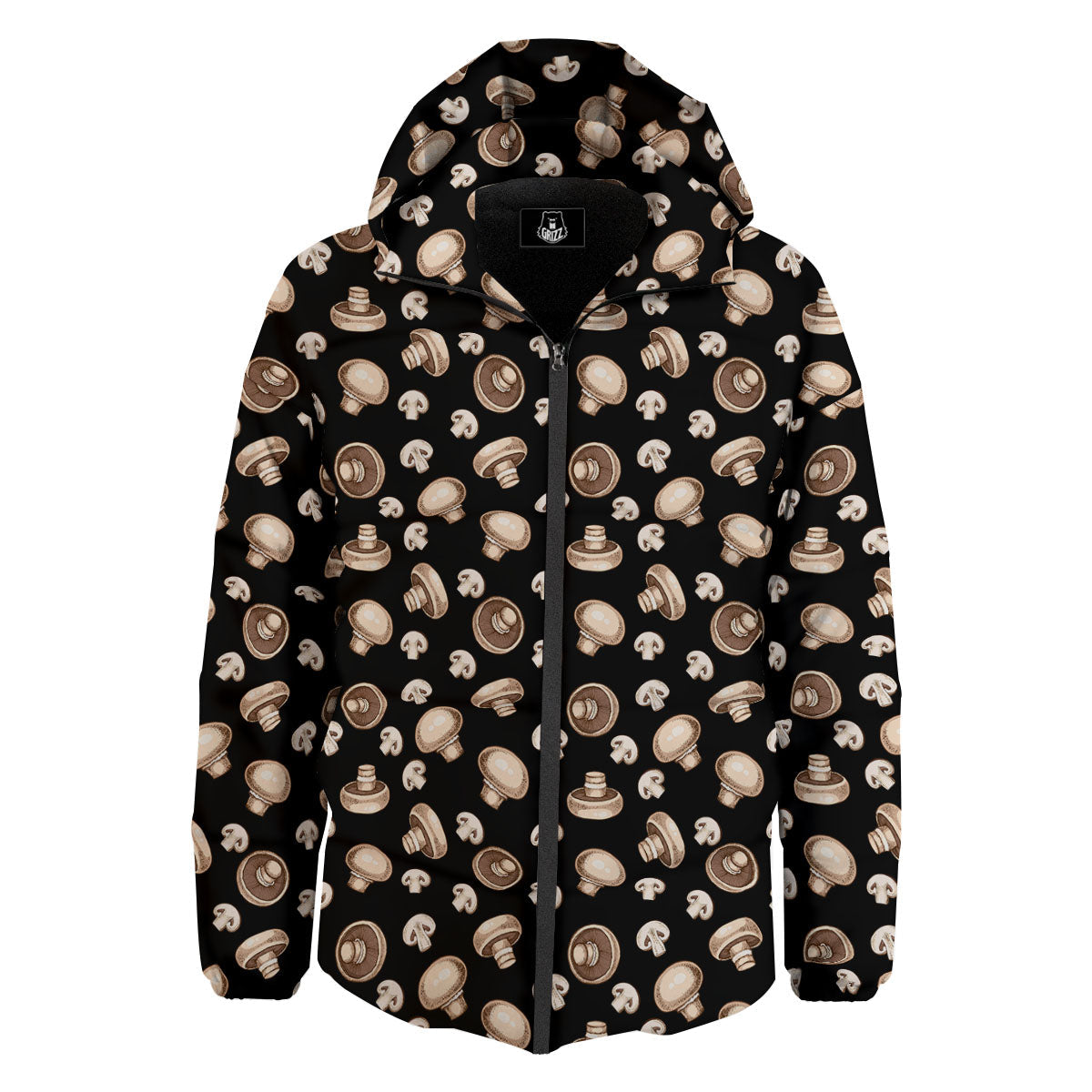 Mushroom Champignon Print Pattern Down Jacket-grizzshop