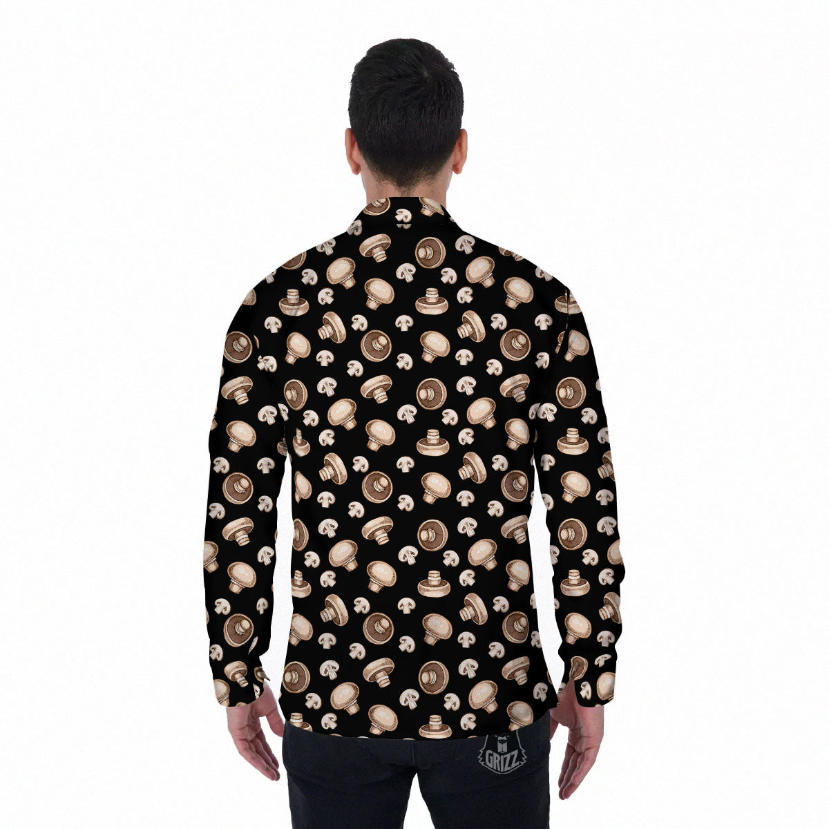 Mushroom Champignon Print Pattern Men's Long Sleeve Shirts-grizzshop