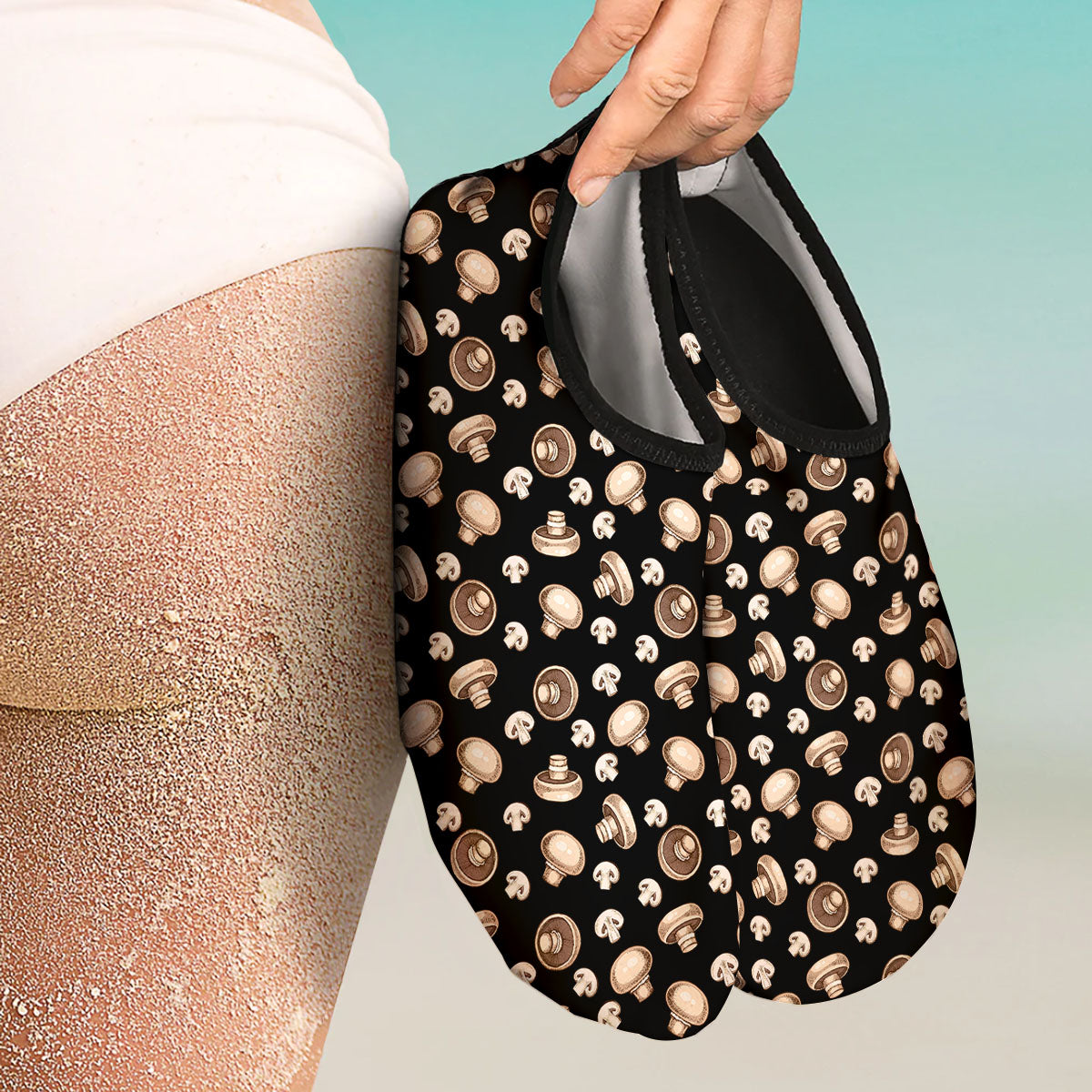 Mushroom Champignon Print Pattern Water Shoes-grizzshop