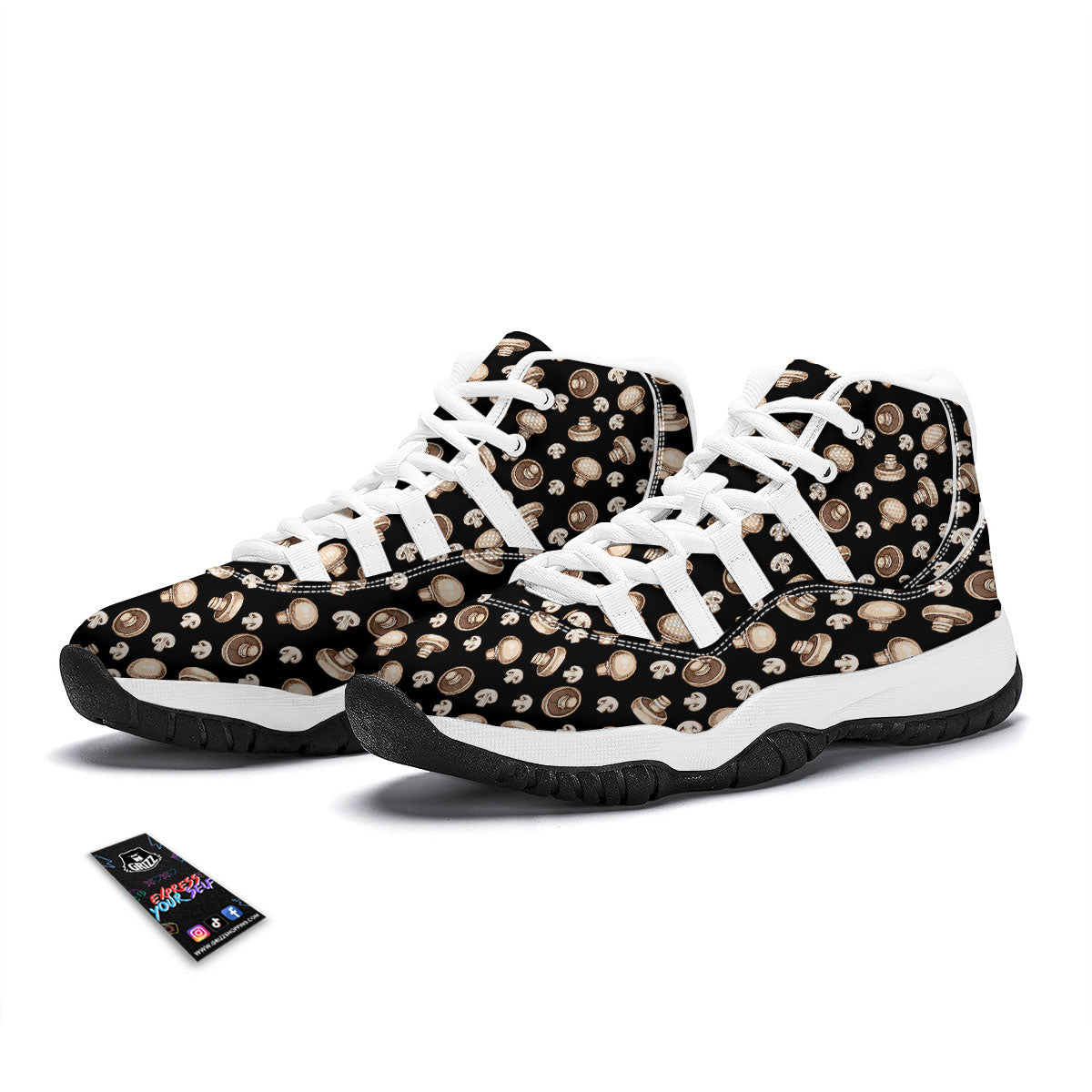 Mushroom Champignon Print Pattern White Bball Shoes-grizzshop