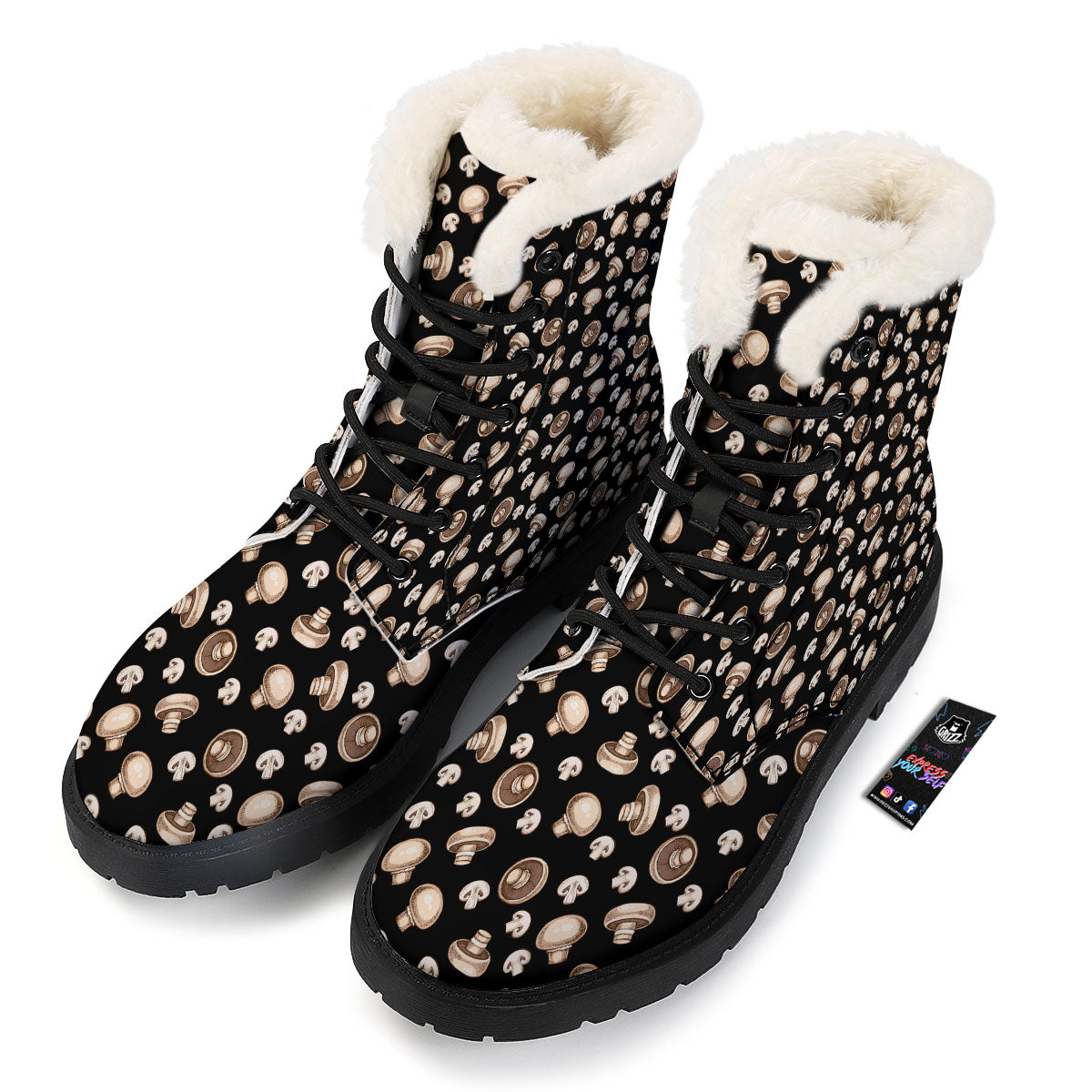 Mushroom Champignon Print Pattern Winter Boots-grizzshop