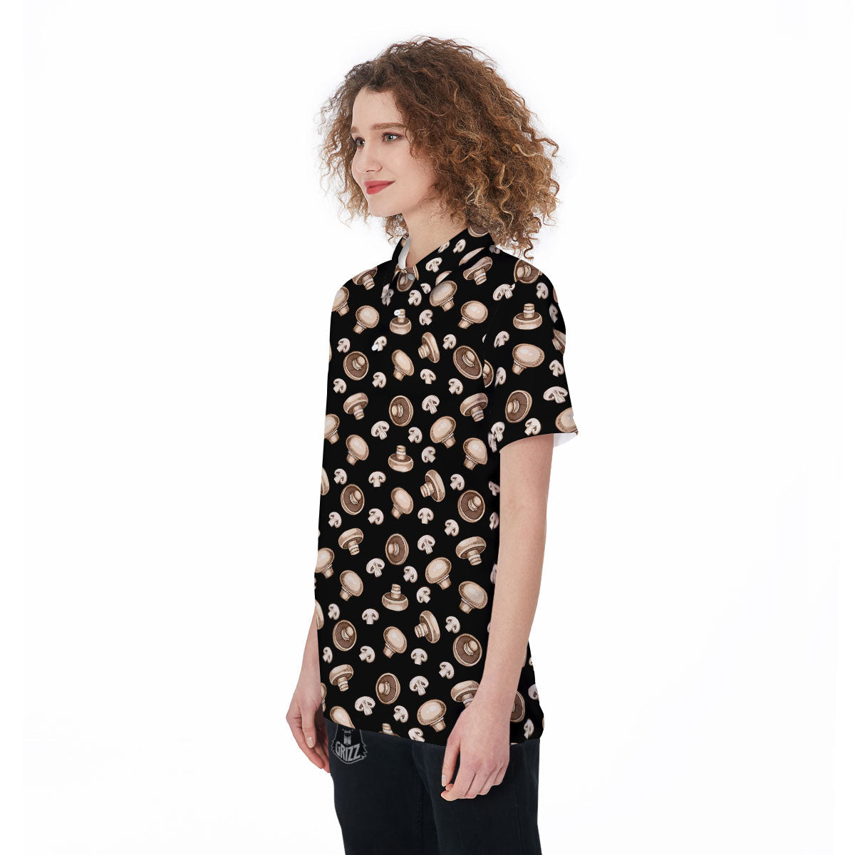 Mushroom Champignon Print Pattern Women's Golf Shirts-grizzshop