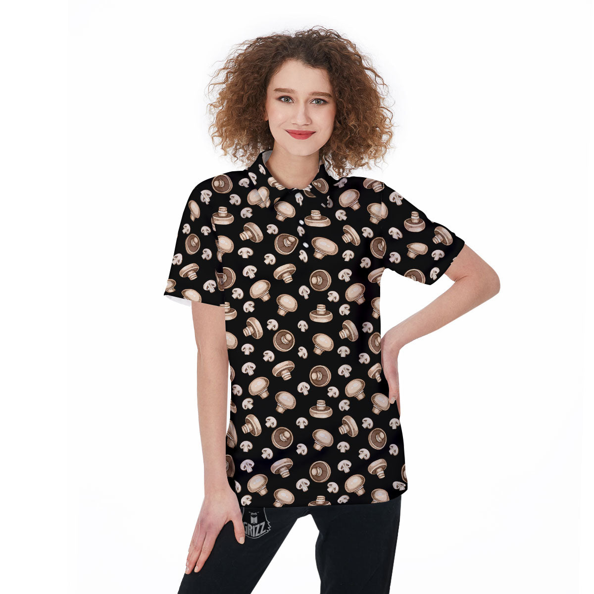 Mushroom Champignon Print Pattern Women's Golf Shirts-grizzshop
